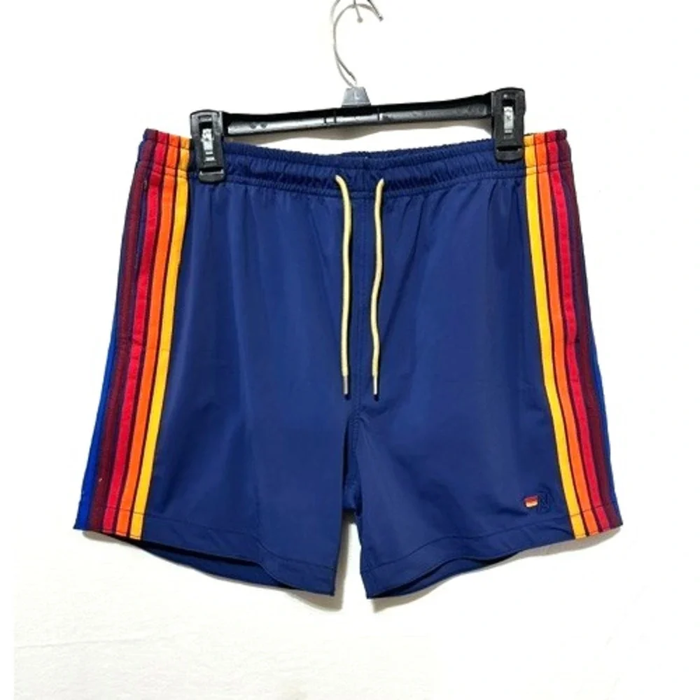 Aviator Nation Men's 32 Navy Blue 5 Stripe Flex Board Shorts 5